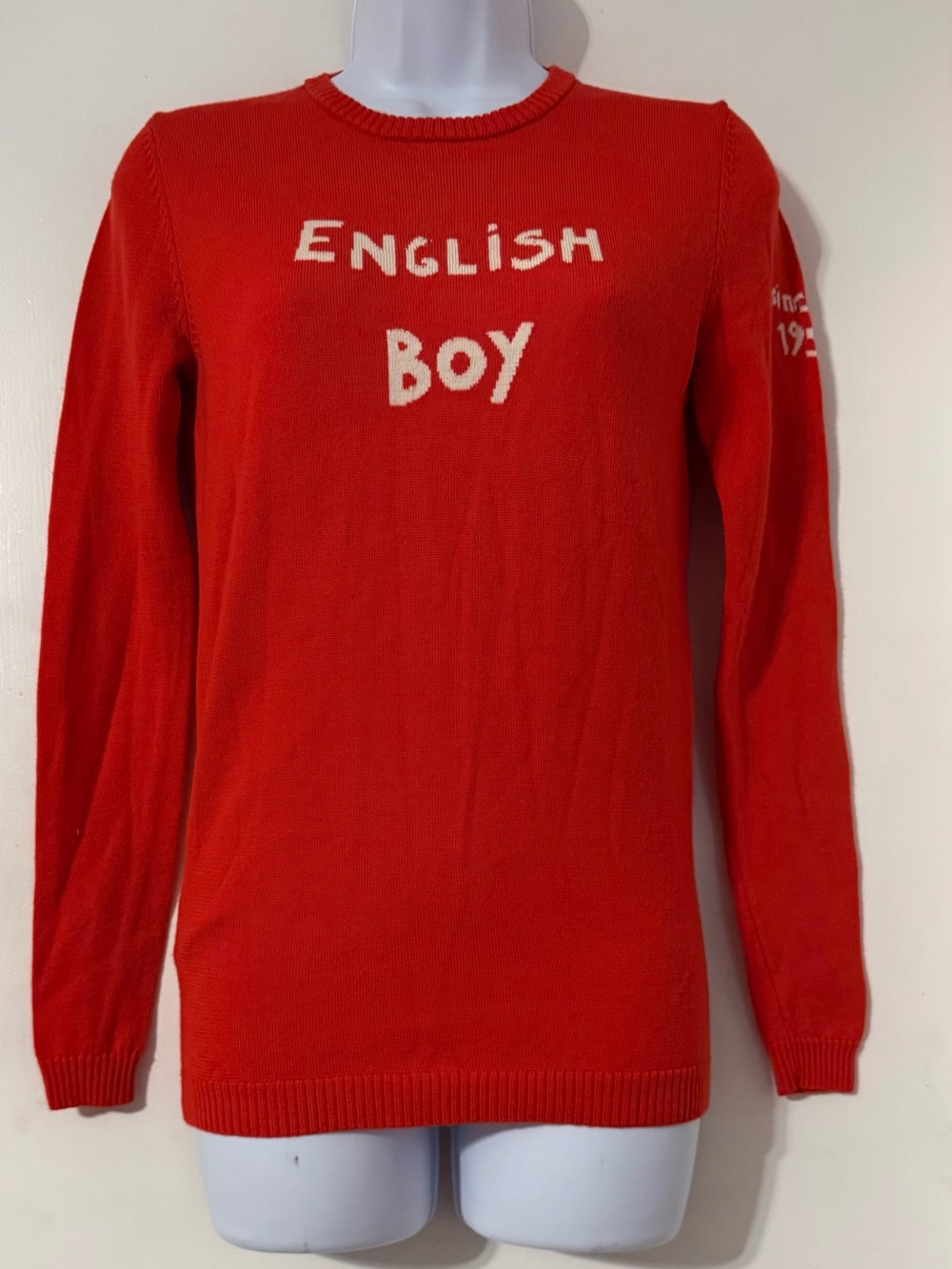 Bella Freud x Fred Perry “English Boy” Wool Sweater in Red Sz 4 *FLAWED* - Picture 2 of 15